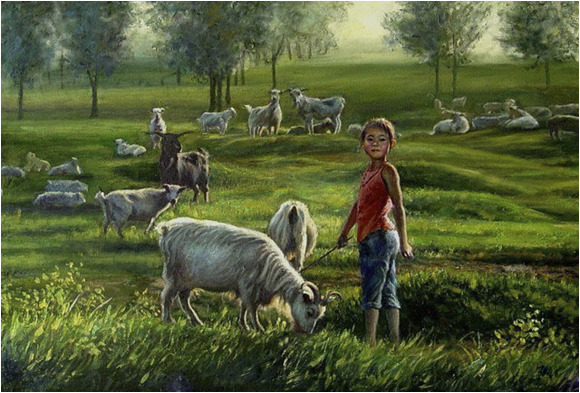 农村题材油画人物