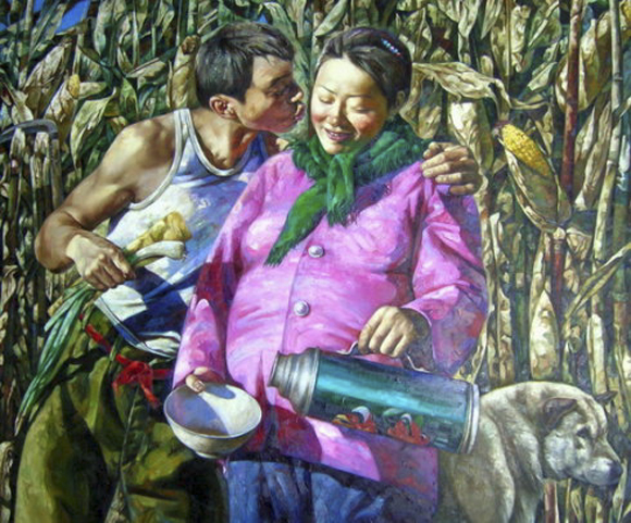 农村题材油画人物