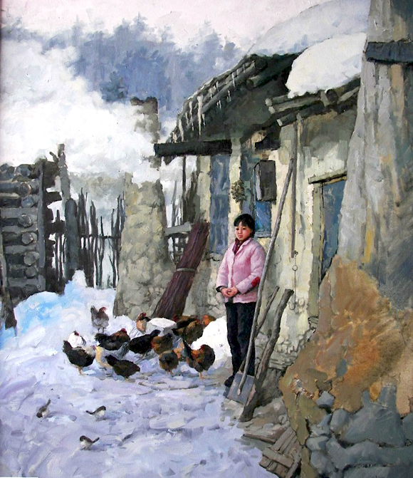 农村题材油画人物