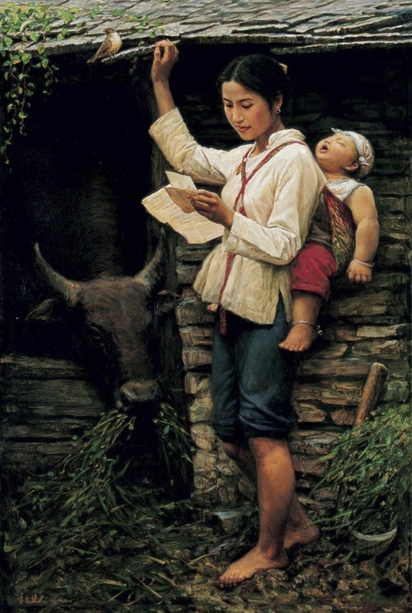 农村题材油画人物